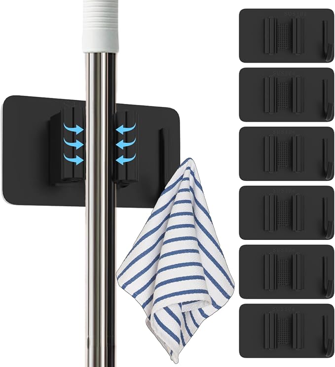 6 Pack Stainless Steel Mop and Broom Holders – Wall Mounted Grippers by Unknown