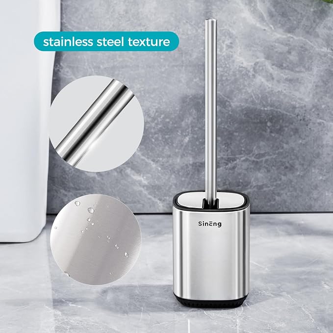Toilet Brush Holder Set Toilet Bowl Brush Stainless Steel Automatic Open lid - Image 7