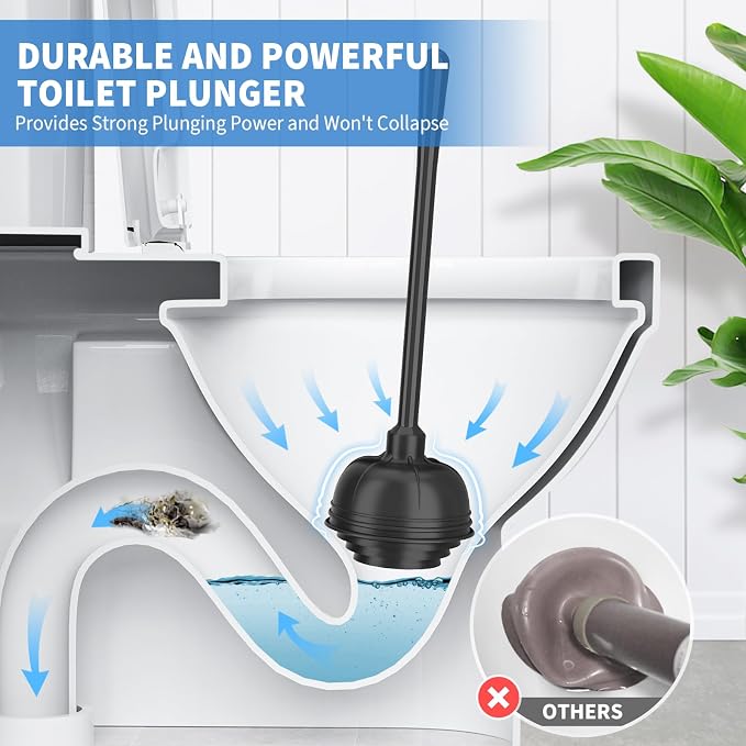 uptronic Toilet Plunger and Brush, Bowl Brush and Heavy Duty Toilet Plunger Set - Image 2