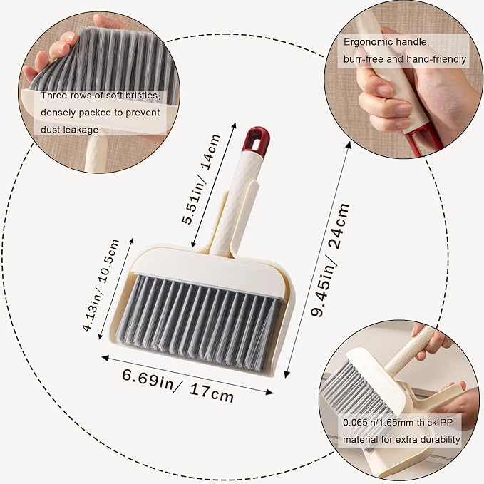 Mini Handheld Broom and Dustpan Set, Small Dust Pan and Brush Set Cleaning - Image 3
