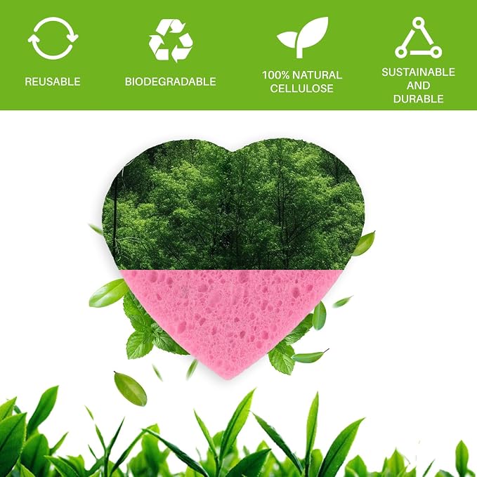 50-Count Heart Shape Compressed Facial Sponges, 100% Natural Cellulose Face - Image 7