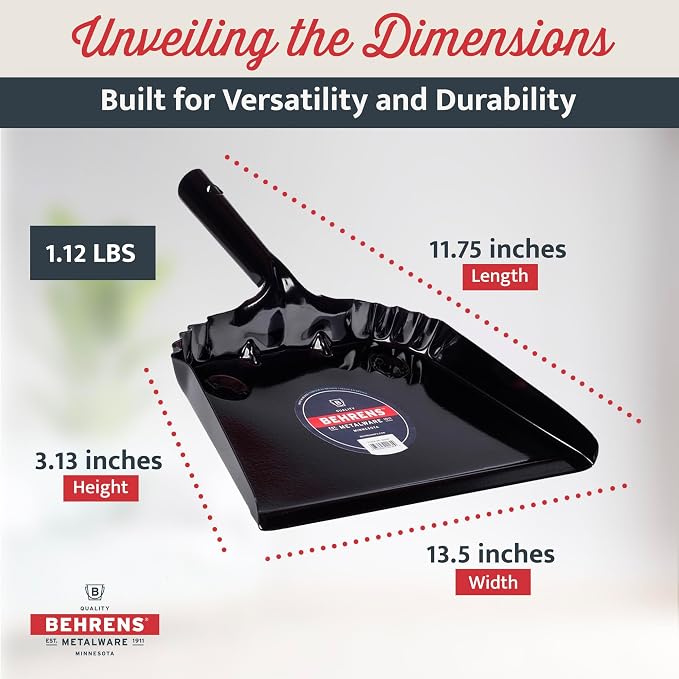 Behrens Portable Weatherproof Galvanized Steel Corrugated Dustpan - Image 4