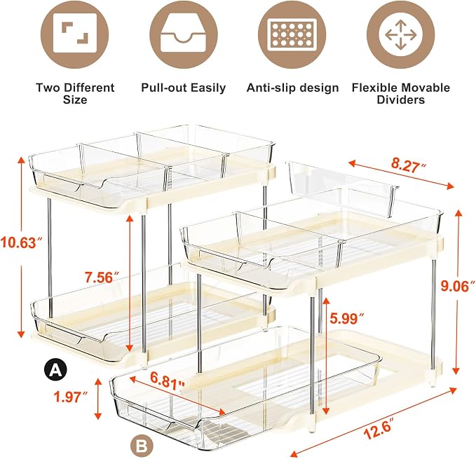 Delamu 2-Tier Multi-Purpose Bathroom Under Sink Organizers and Storage - Image 2