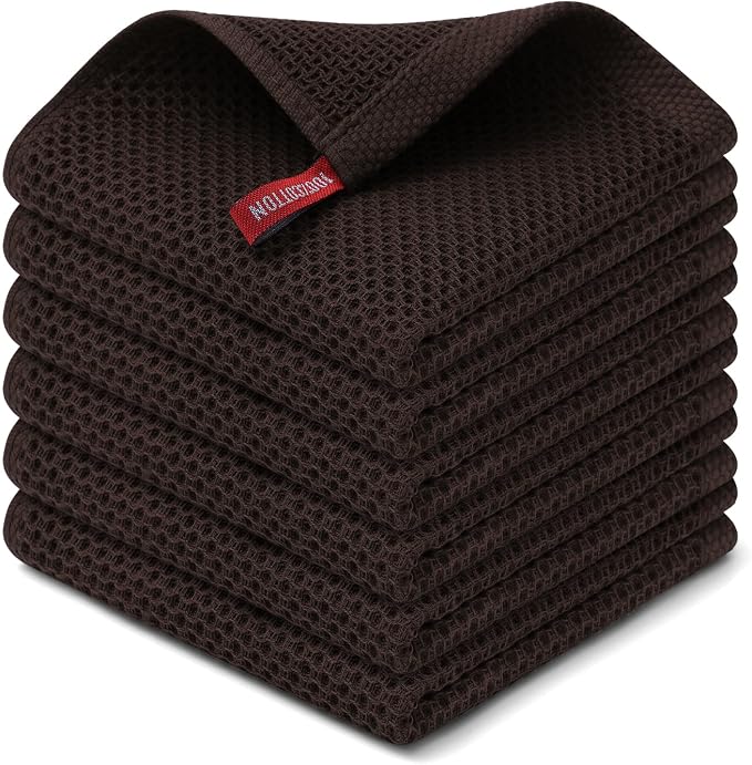 Kitinjoy 100% Cotton Kitchen Dish Cloths, 6 Pack Waffle Weave Ultra Soft by Kitinjoy