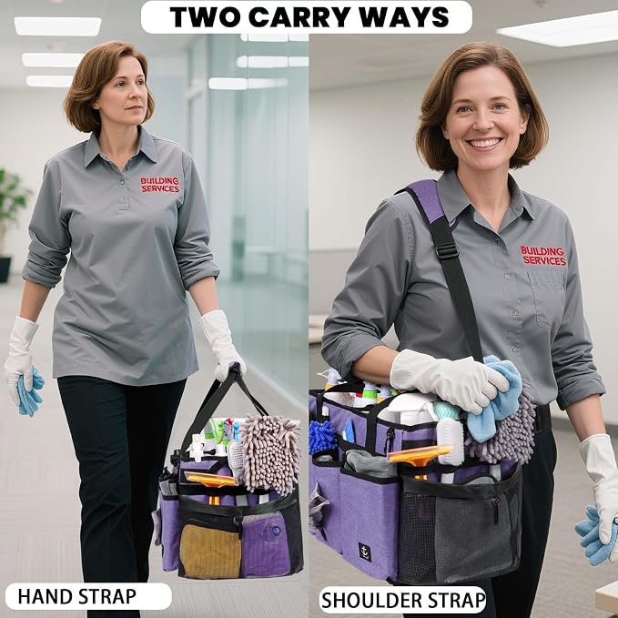 Extra large Cleaning Caddy Bag Built-in Sturdy Support Board, Cleaning Organizer - Image 3