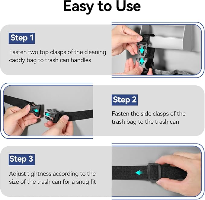 Housolution Trash Can Caddy Bag, Upgraded 3 Tier Large Capacity Cleaning - Image 7