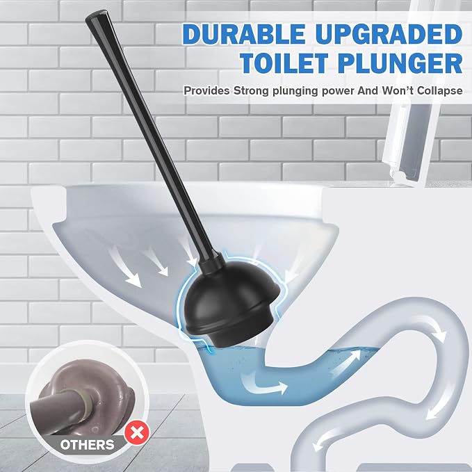 Toilet Plunger and Brush, Bowl Brush and Heavy Duty Toilet Plunger Set - Image 2