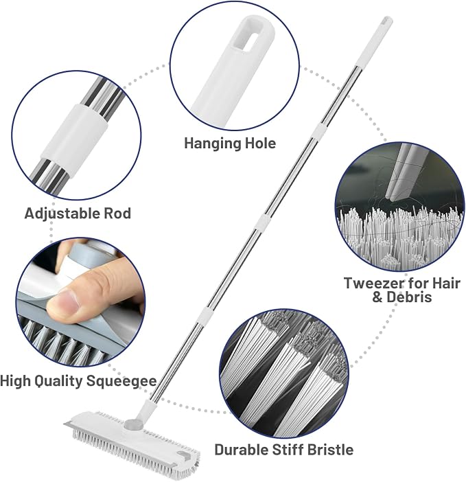 Floor Scrub Brush with Long Handle: 3 in 1 Heavy-Duty Floor Scrubber Brush with - Image 6