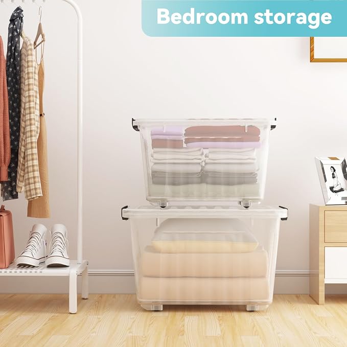 Nazhura 97 Quart Plastic Storage Bin, Stackable and Nestable Storage Boxes - Image 4