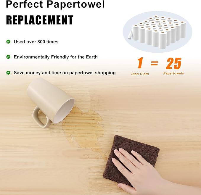 Homaxy 12 Pack Kitchen Dish Cloths, Super Soft and Absorbent Coral Velvet Dish - Image 8