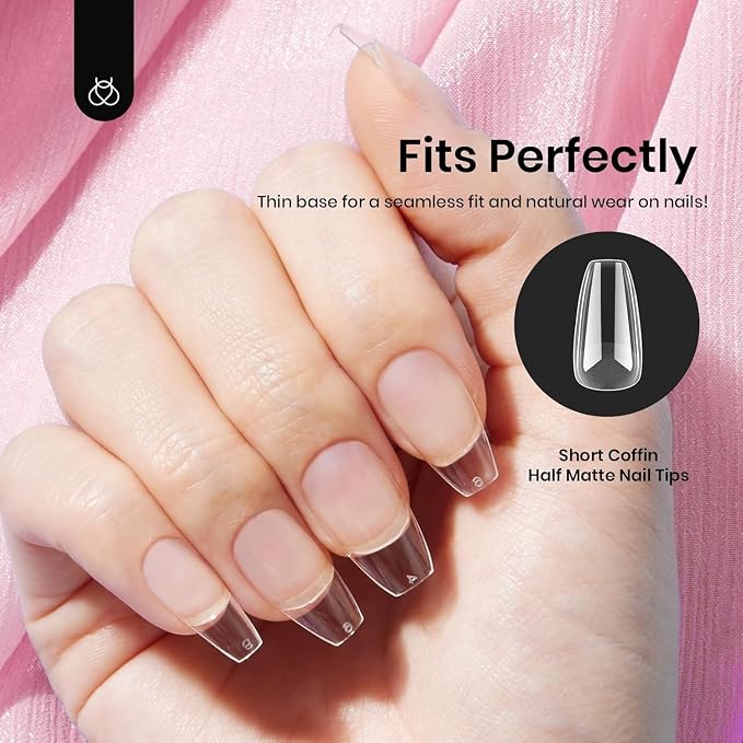 Beetles Gel Nail Tips Short Coffin Pre-Etched Nail Tips, 12 Sizes 288 Pcs Full - Image 7