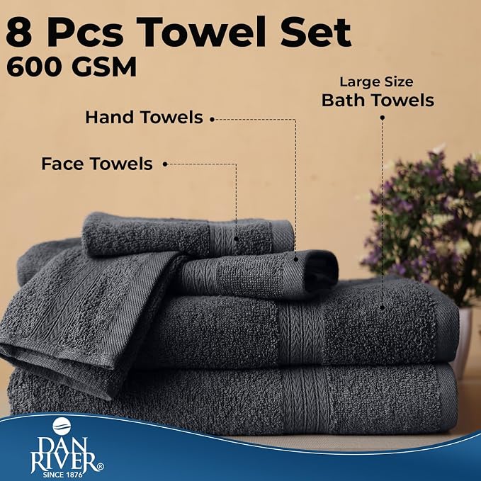 DAN RIVER 8 PC Luxury Bath Towels - Image 7