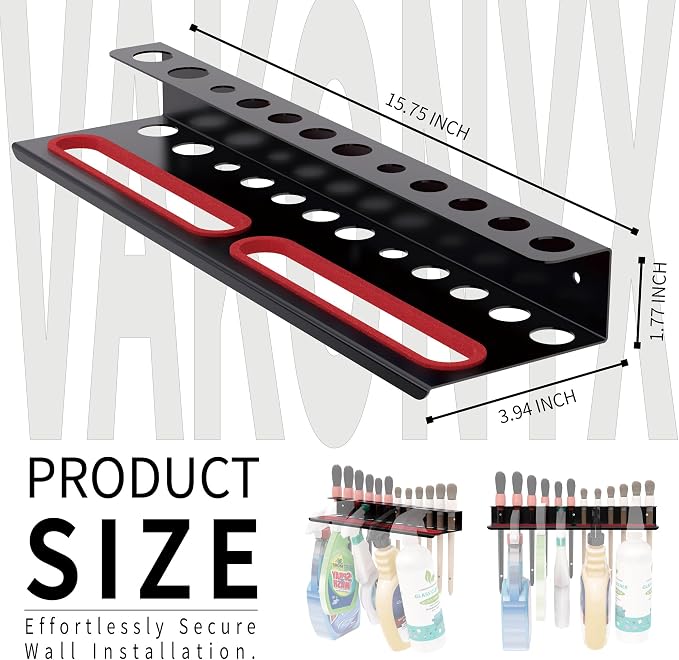 Wall Mount Brush & Spray Bottle Holder Combo Rack - Image 2