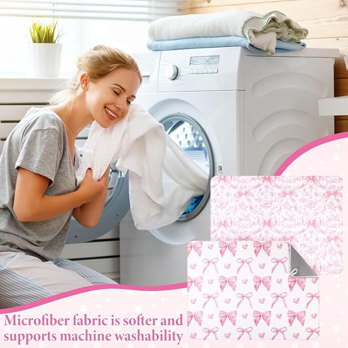2 Pcs Large Coquette Pink Bow Dish Drying Mat Large - Image 7