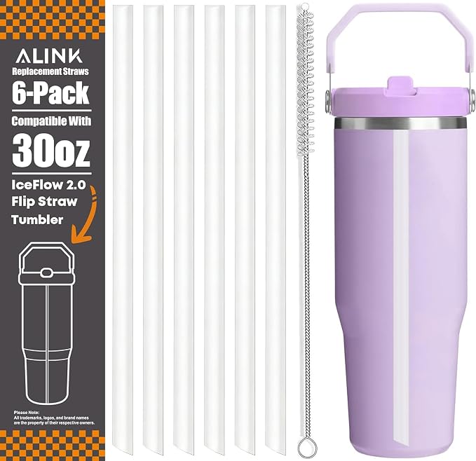 ALINK Reusable Clear Straws for Stanley IceFlow 2.0 Flip Straw Tumbler 30 oz by ALINK