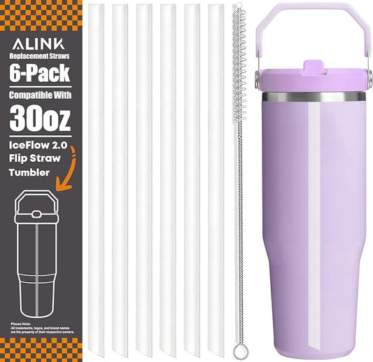 ALINK Reusable Clear Straws for Stanley IceFlow 2.0 Flip Straw Tumbler 30 oz by ALINK