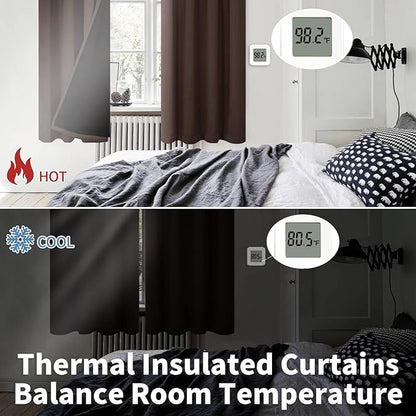 BGment Thermal Insulated 100% Blackout Curtains for Bedroom with Black Liner, Double Layer Full Room Darkening Noise Reducing Rod Pocket Curtain (52 x 72 Inch, Brown, 2 Panels)
