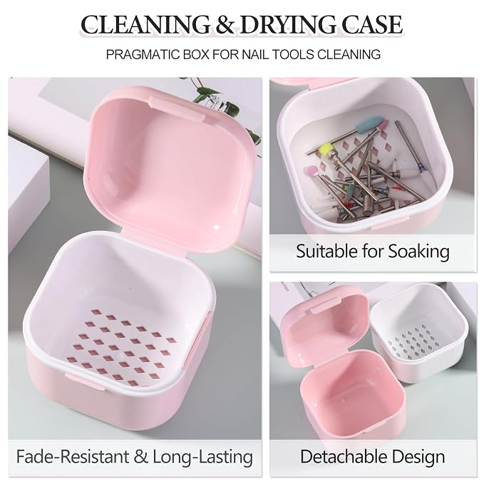 1Pc Plastic Nail Tool Sterilizer Box Nail Drill Bits Cleaning Box Polishing - Image 3