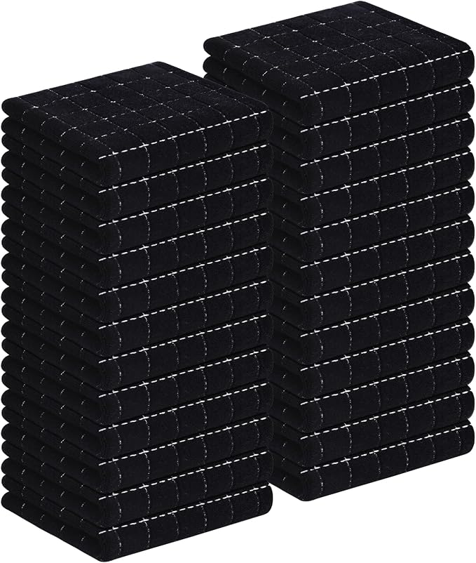 Homaxy 100% Cotton Terry Kitchen Towels, Checkered Designed, Soft and Super by Homaxy