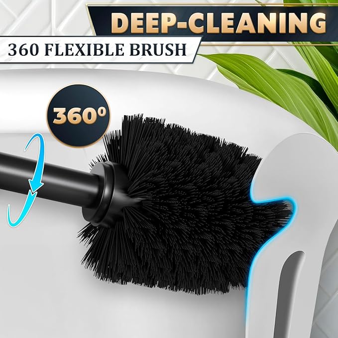 2 PCS Black Toilet Brush and Holder Set - Image 7
