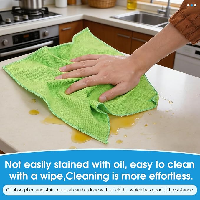 QYL Microfiber Cleaning Cloth, 12 Pack Cleaning Rags, Cleaning Towels - Image 3