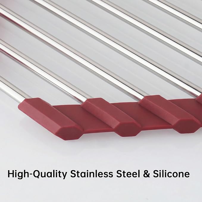 Tomorotec Foldable Stainless Steel Triangle Roll-Up Dish Drying Rack - Image 2
