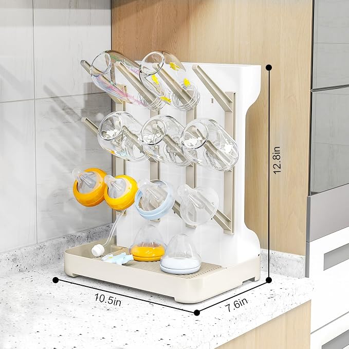 GoMaihe Baby Bottle Drying Rack: Space Saving Vertical Bottle Dryer Holder - Image 5