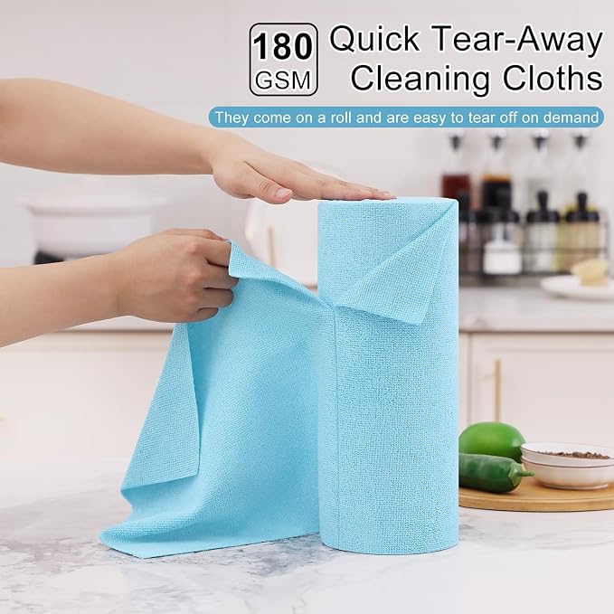 Homaxy Tear Away Dish Cloths Rolls, 40 Sheets-11.8" X 11.8", Reusable Washable - Image 2