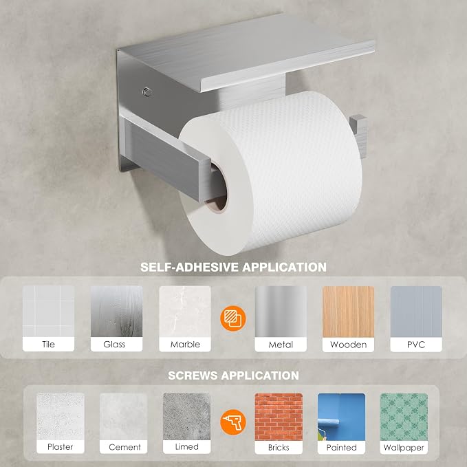 Auxmir No Drilling Self Adhesive Toilet Paper Holder, Premium Rustproof SUS304 - Image 6