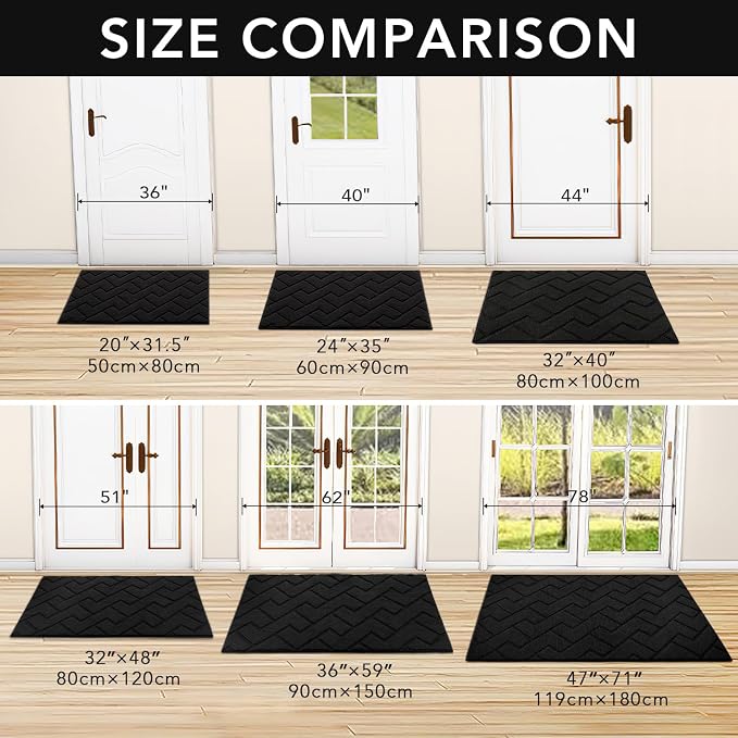 hicorfe Indoor Door Mat, Non Slip Door Mats, Absorbent Resist Dirt Entrance - Image 5