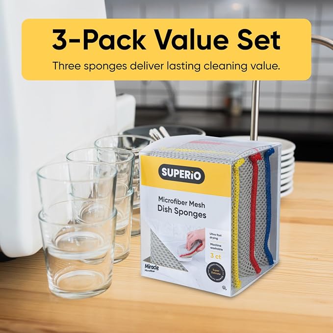 Microfiber Sponges for Dishes, Non-Scratch Sponge Dish Scrubber Heavy Duty - Image 8