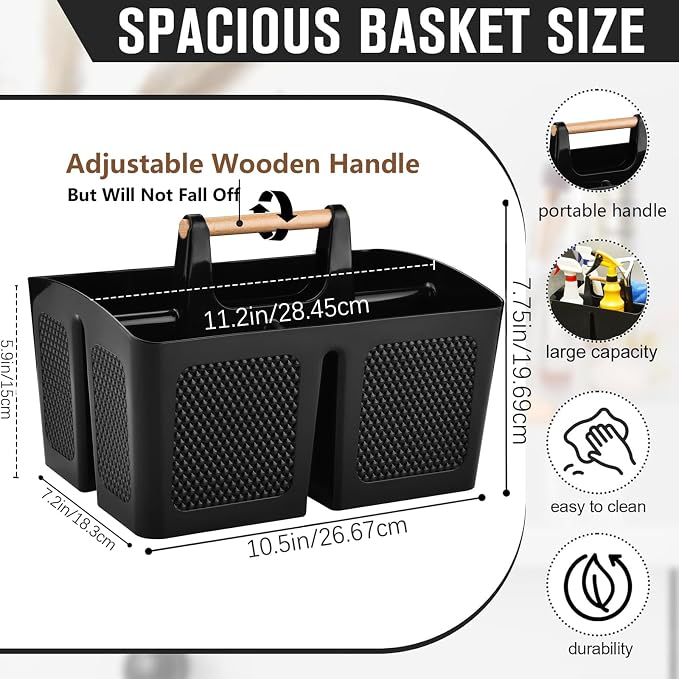Haundry Plastic Black Shower Caddy Basket - Image 2