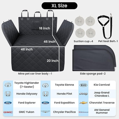 REEVAA SUV Cargo Liner for Dogs, Full Coverage Non-Slip Cargo Cover with Cushioned Sides to Protect Your Dog, Waterproof & Durable, Machine Washable Trunk Protector Mat (XL, Black)