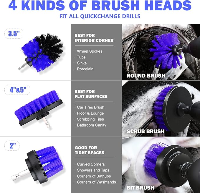 DNA Motoring Car Detailing Brush Cleaning Tools Set - Image 3