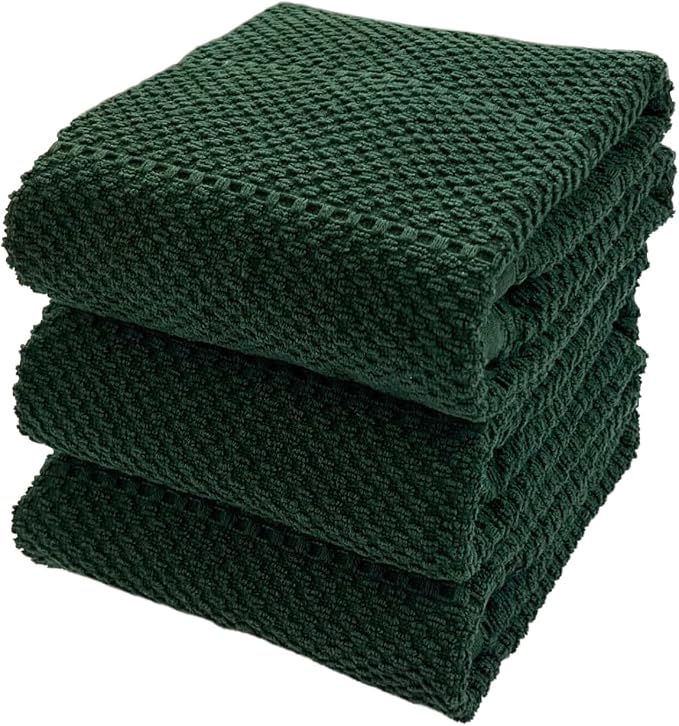 Serafina Home Dark Green Kitchen Dish Towels: 100% Cotton Cloth Soft Cleaning by SerafinaHome