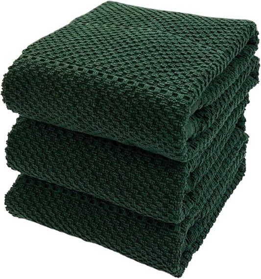 Serafina Home Dark Green Kitchen Dish Towels: 100% Cotton Cloth Soft Cleaning by SerafinaHome