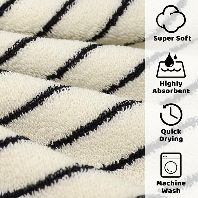 Jacquotha Striped Cotton Washcloths 4 Pack, 13” x 13” - Image 4
