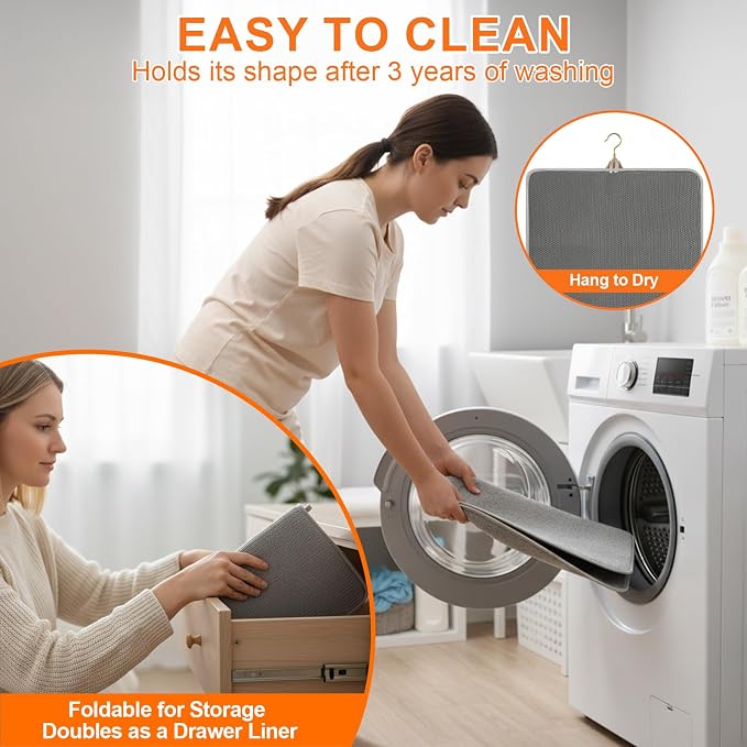 Dish Drying Mat 24 x 17 in, Large Microfiber Drying Mats, Absorbent Quick Dry - Image 6