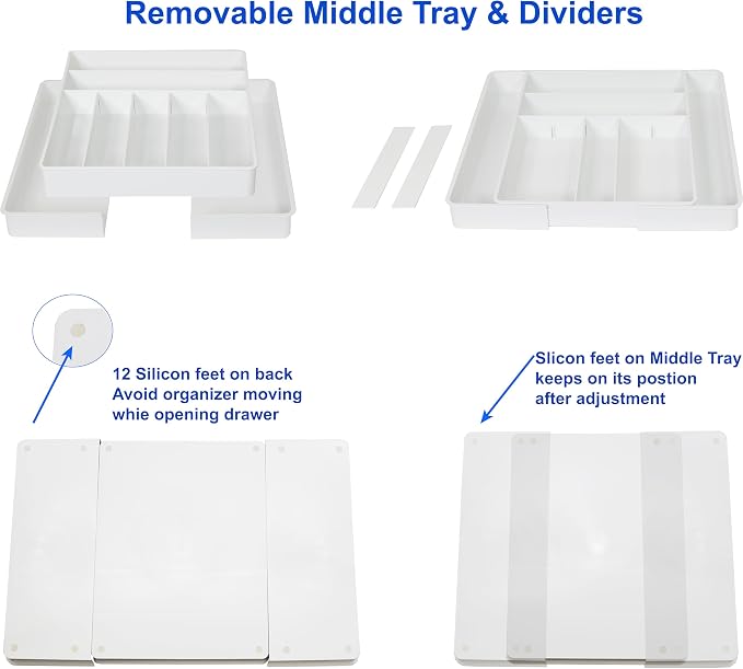 Simple Houseware Expandable & Adjustable Cutlery Drawer Organizer - Image 3