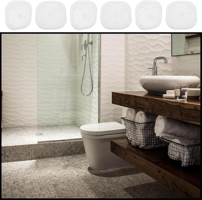 2 Pack 5.5 Inch / 140mm Drain Hair Catcher, Silicone Sink Drain Strainer Square - Image 6