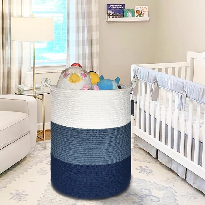 COMSE Extra Large Blanket Basket, Tall Woven Storage Basket, Nursery Hamper - Image 7