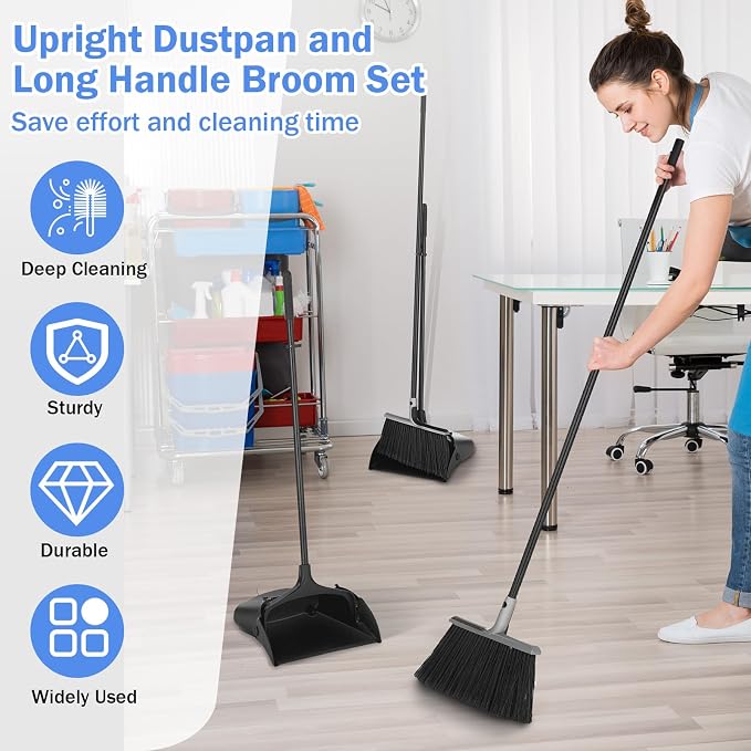 Yungyan 6 Set Broom with Dustpan Combo Set with 54 Inch Long Handle Commercial - Image 5
