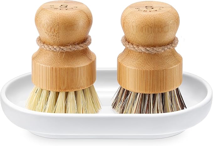 SUBEKYU Bamboo Dish Scrub Brushes, Bubble Up Bamboo Dish Brush Set by SUBEKYU