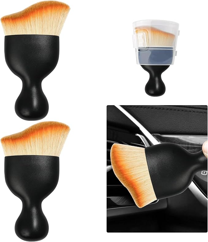 Ziciner 2 PCS Car Detailing Brush, Curved Soft Bristles Auto Removal Dust by Ziciner