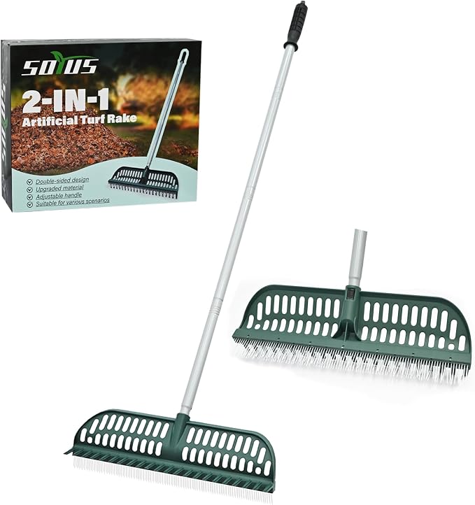 Artificial Turf Rake, 2 in 1 Turf Rake by SOYUS