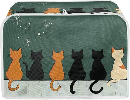 Cat Printed Bread Maker Cover, 4 Slice Kitchen Small Appliance, Toaster Cover Dust and Fingerprint Protection, Washable Oven Bakeware Protector