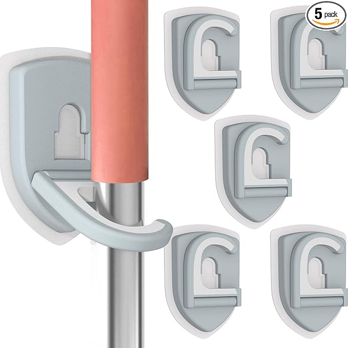 Broom Holder Wall Mount Self Adhesive, Broom and Mop Organizer Wall Hanging by ROCKYGFI