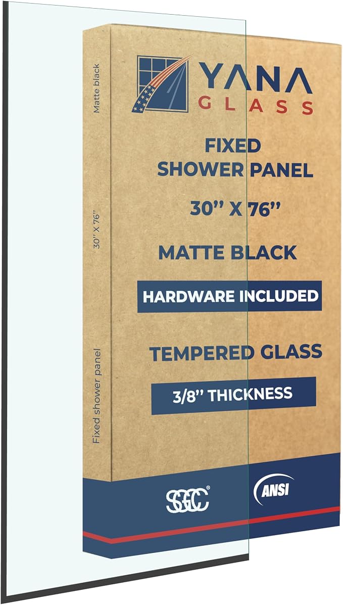 Yana Frameless Shower Door Screen, Fixed Shower Door Panels 3/8" Thick Tempered by YanaGlassandMirror