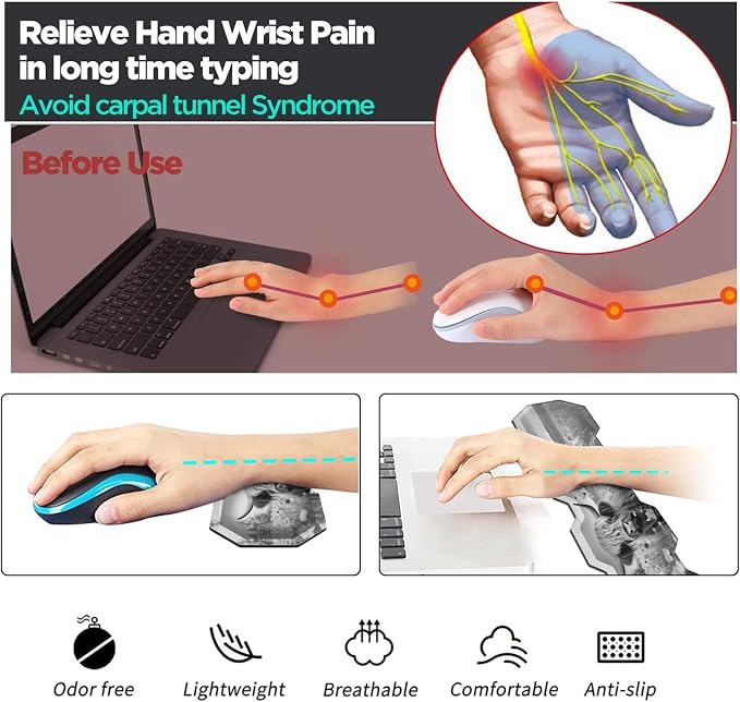 Ergonomic Mouse Pad with Wrist Support Gel and Keyboard Wrist Rest Set + Coaster - Image 2