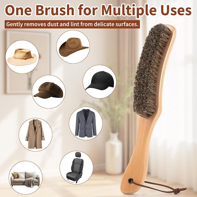 Horsehair Hat Brush, Felt Hat Cowboy Hat Brushes Cleaning Kit - Image 5